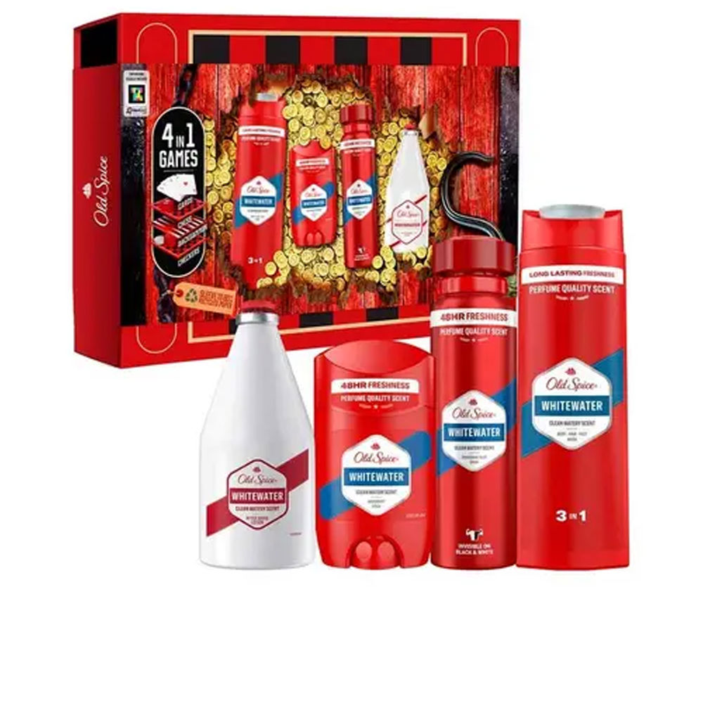 OLD SPICE WHITEWATER CASE 4 pcs (Deodorant stick 50ml + Deodorant spray 150ml + Gel-shampoo 250ml + Aftershave lotion 100ml)