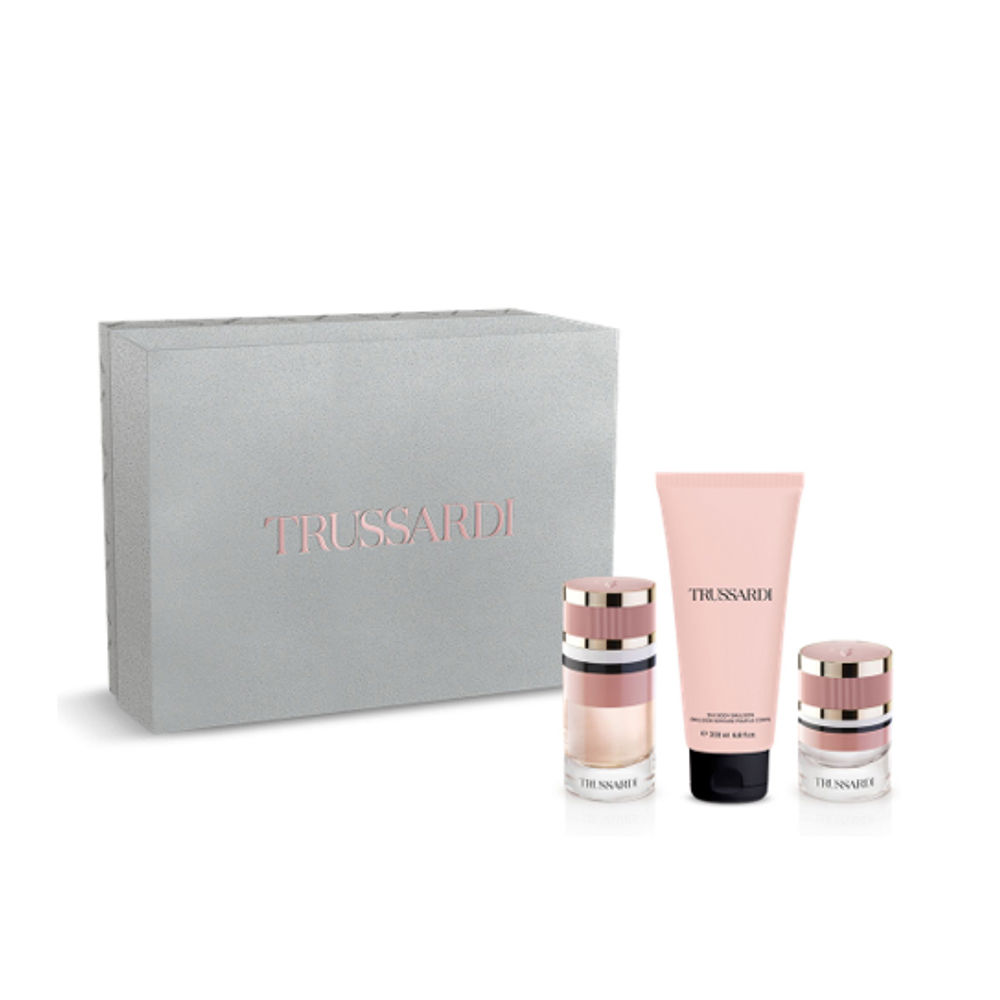 TRUSSARDI CASE 3 pcs (Eau de Parfum spray 90 ml + Body emulsion 200 ml + Hair mist 30 ml)