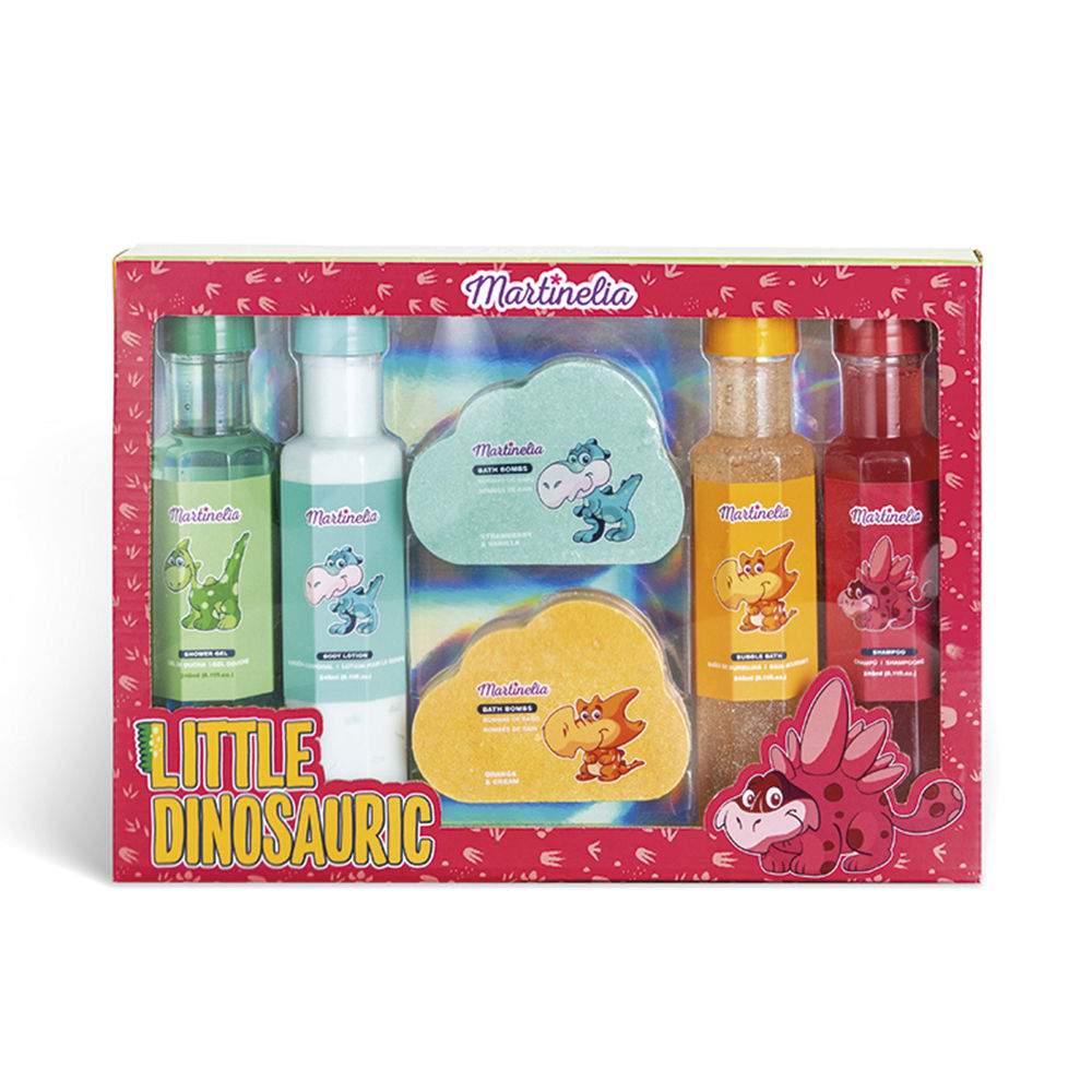 LITTLE DINOSAURIC COMPLETE BATH LOT 6 pcs (250ml shower gel + 250ml body lotion + 250ml bubble bath + 250ml shampoo + 2 x 150g bath bombs)