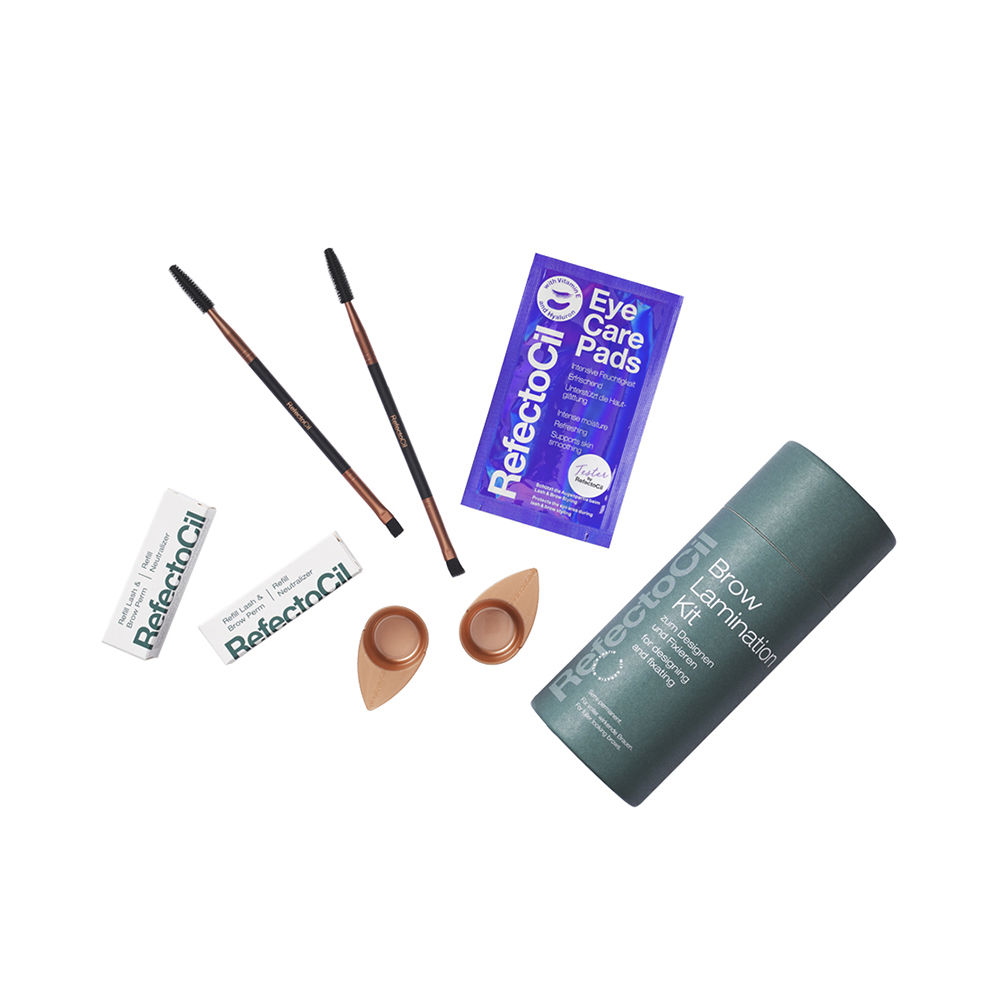 BROW LAMINATION LOT (Permanent wave 2 u + Permanent wave neutralizer 2 u + Paper to protect the eyes 1 u + Brush for eyelashes and eyebrows 2 u + Mixing container 2 u)