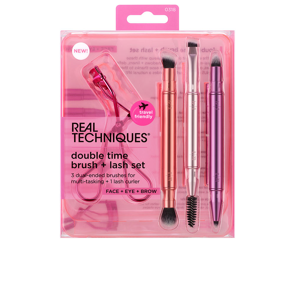 DOUBLE TIME BRUSH + LAST CASE 4 pcs (3 brushes + eyelash curler)