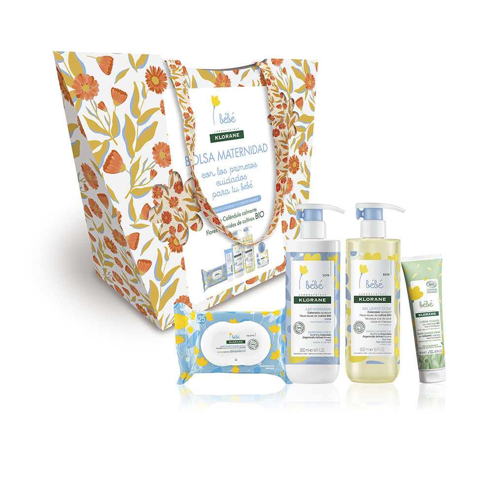 BÉBÉ PRIMEROS CUIDADOS LOTE (Bath gel 500 ml + Moisturizing milk 500 ml + Diaper cream 100 ml + Wipes 25 u + Bag 1 u)